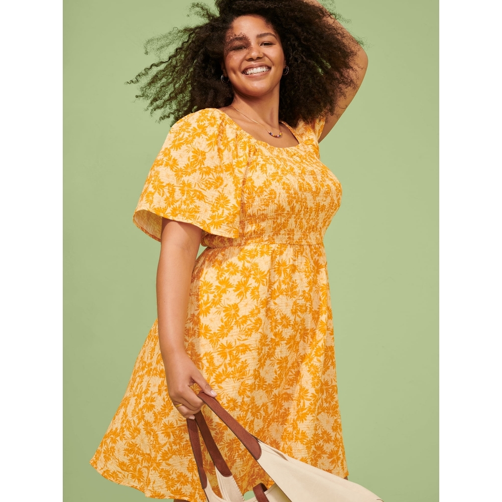 Terra & Sky Women's Plus Size Flutter Sleeve Fit & Flare Dress